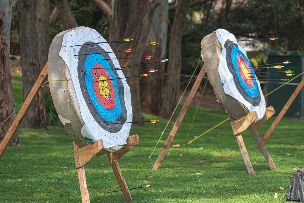 2 archery targets demonstrating that archery is one of the events to be used at sesma martial arts norwich family fun day